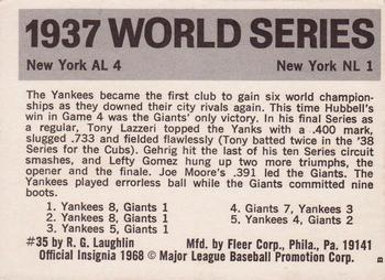 1971 Fleer World Series (Black Backs) #35 1937 - Yankees vs. Giants - Tony Lazzeri Back