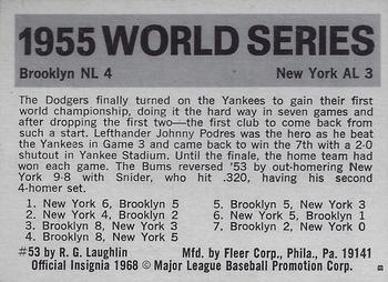 1971 Fleer World Series (Black Backs) #53 1955 - Dodgers vs. Yankees - Duke Snider Back