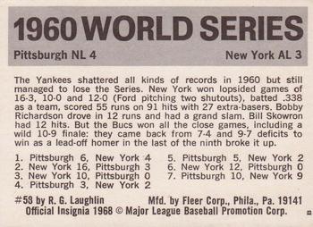 1971 Fleer World Series (Black Backs) #58 1960 - Yankees vs. Pirates - Moose Skowron / Bobby Richardson Back