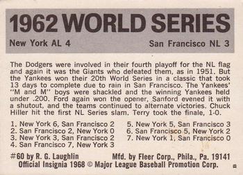 1971 Fleer World Series (Black Backs) #60 1962 - Giants vs. Yankees - Chuck Hiller Back
