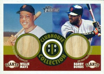 2001 Topps Heritage - Clubhouse Collection Relics #THCC-WMBB Willie Mays / Barry Bonds Front