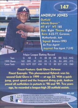 2000 Finest - Refractors #147 Andruw Jones Back