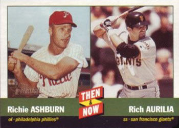 2002 Topps Heritage - Then and Now #TN5 Richie Ashburn / Rich Aurilia Front