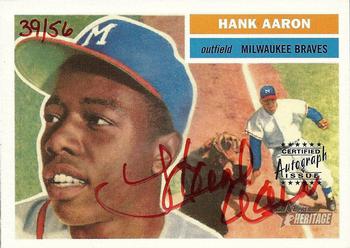 2005 Topps Heritage - Real One Autographs Red Ink #RO-HA Hank Aaron Front