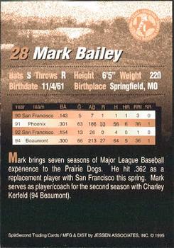 1995 SplitSecond Abilene Prairie Dogs #2 Mark Bailey Back