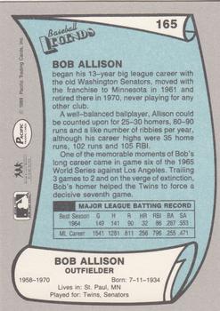 1989 Pacific Legends II #165 Bob Allison Back