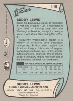 1989 Pacific Legends II #119 Buddy Lewis Back