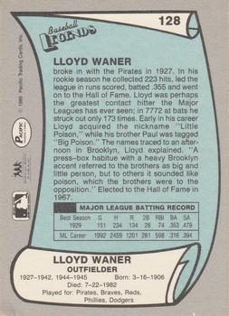 1989 Pacific Legends II #128 Lloyd Waner Back