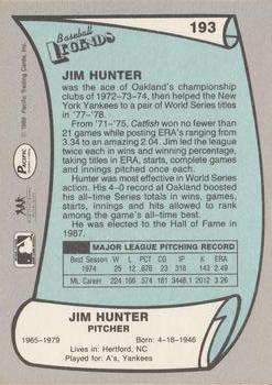 1989 Pacific Legends II #193 Jim Hunter Back