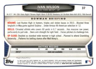 2013 Bowman Chrome Mini #37 Ivan Wilson Back
