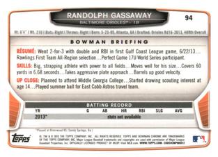 2013 Bowman Chrome Mini #94 Randolph Gassaway Back