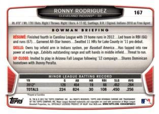 2013 Bowman Chrome Mini #167 Ronny Rodriguez Back