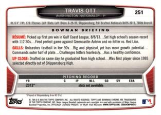 2013 Bowman Chrome Mini #251 Travis Ott Back