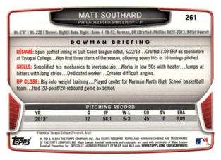 2013 Bowman Chrome Mini #261 Matt Southard Back