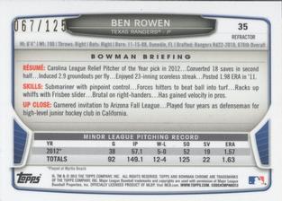 2013 Bowman Chrome Mini - Refractors #35 Ben Rowen Back