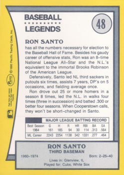 1990 Pacific Legends #48 Ron Santo Back