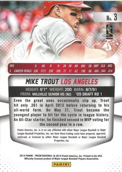 2014 Panini Prizm #3 Mike Trout Back