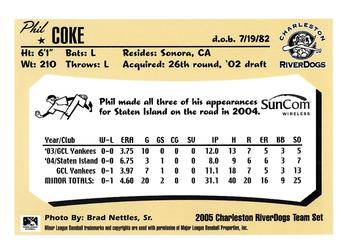 2005 Charleston RiverDogs #NNO Phil Coke Back