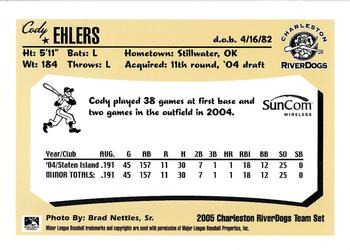 2005 Charleston RiverDogs #NNO Cody Ehlers Back