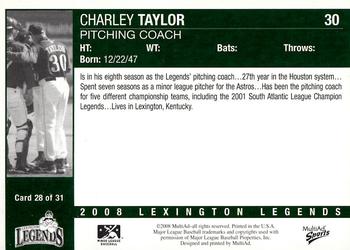 2008 MultiAd Lexington Legends #28 Charley Taylor Back