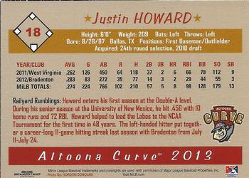2013 Grandstand Altoona Curve #NNO Justin Howard Back