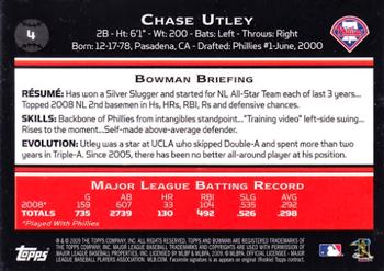 2009 Bowman #4 Chase Utley Back