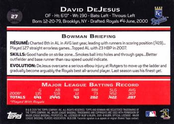2009 Bowman #27 David DeJesus Back