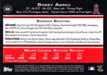 2009 Bowman #52 Bobby Abreu Back