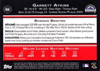 2009 Bowman #55 Garrett Atkins Back