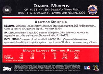2009 Bowman #66 Daniel Murphy Back