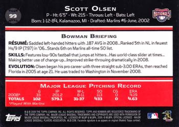 2009 Bowman #99 Scott Olsen Back