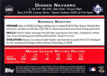 2009 Bowman #109 Dioner Navarro Back