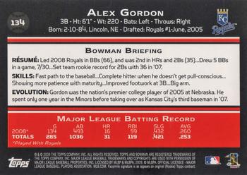 2009 Bowman #134 Alex Gordon Back