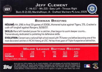 2009 Bowman #157 Jeff Clement Back