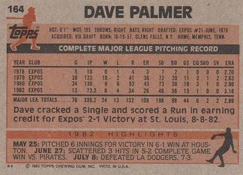 1983 Topps #164 Dave Palmer Back