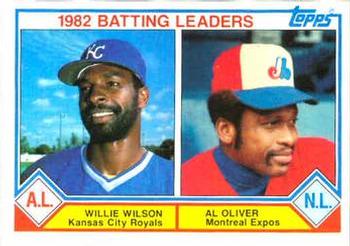 1983 Topps #701 1982 Batting Leaders (Willie Wilson / Al Oliver) Front