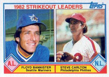 1983 Topps #706 1982 Strikeout Leaders (Floyd Bannister / Steve Carlton) Front