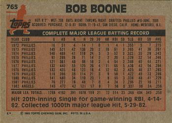 1983 Topps #765 Bob Boone Back