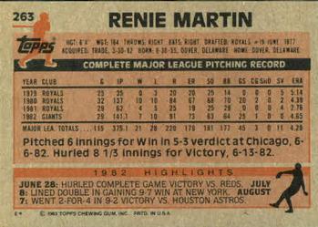 1983 Topps #263 Renie Martin Back