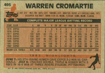 1983 Topps #495 Warren Cromartie Back