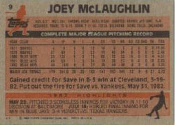 1983 Topps #9 Joey McLaughlin Back