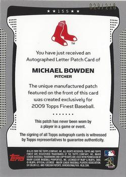 2009 Finest #155 Michael Bowden Back