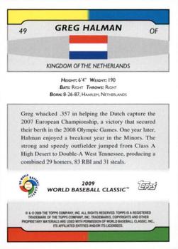 2009 Topps World Baseball Classic Box Set #49 Greg Halman Back