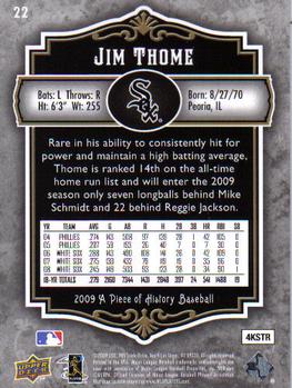 2009 Upper Deck A Piece of History #22 Jim Thome Back