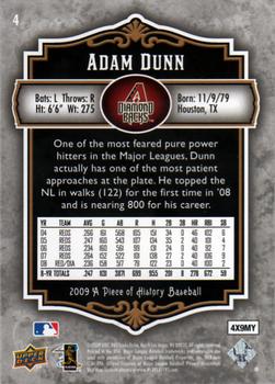 2009 Upper Deck A Piece of History #4 Adam Dunn Back