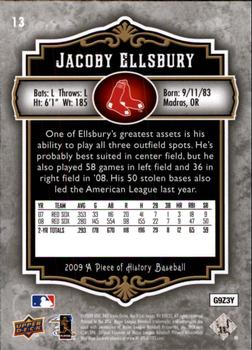 2009 Upper Deck A Piece of History #13 Jacoby Ellsbury Back