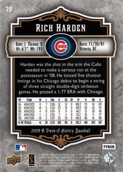 2009 Upper Deck A Piece of History #20 Rich Harden Back