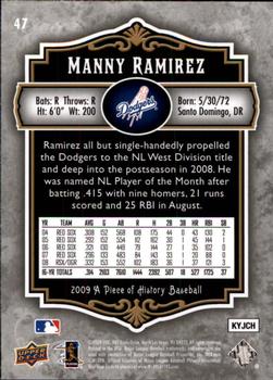 2009 Upper Deck A Piece of History #47 Manny Ramirez Back
