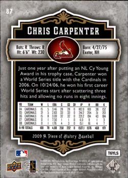 2009 Upper Deck A Piece of History #87 Chris Carpenter Back