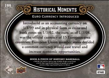2009 Upper Deck A Piece of History #199 Introduction of EURO Currency Back